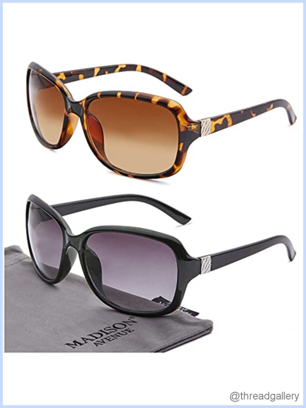 2 Pack Classic Vintage Square Sunglasses UV400 Protection Retro